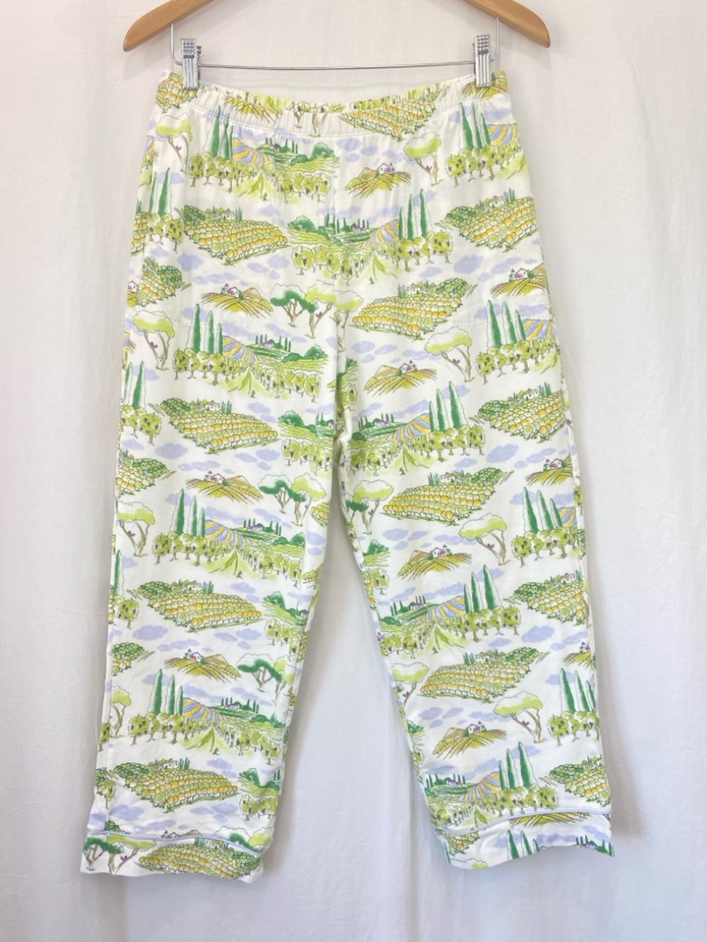 BedHead Pajamas "Wine Country" vineyard Green White Stretch Jersey Cropped MED - Picture 11 of 17